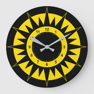 Grande Horloge Ronde Sun noir et jaune