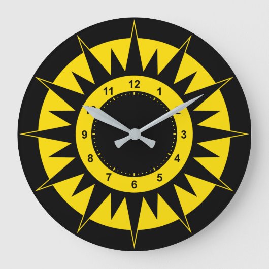 Grande Horloge Ronde Sun noir et jaune (Recto)