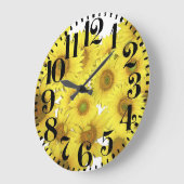 Grande Horloge Ronde Sunflower Big Number Wall Clock (Angle)