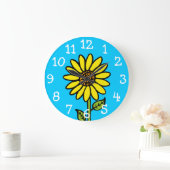 Grande Horloge Ronde Sunflower brillant coloré amusant (Maison)