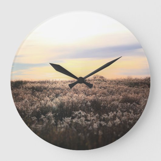 Grande Horloge Ronde Sunlit Country Field- Rustic Photography Clock (Recto)