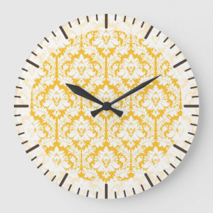 Grande Horloge Ronde Sunny Yellow Damask