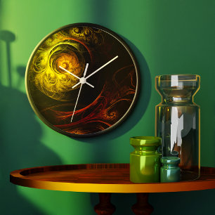 Grande Horloge Ronde Sunrise Floral Red Abstract