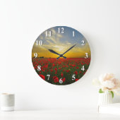 Grande Horloge Ronde Sunset Over A Red Poppy (Maison)