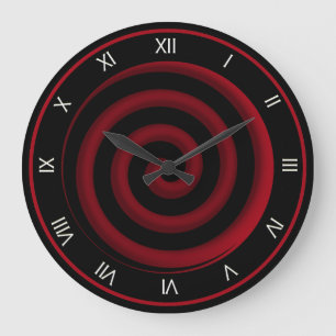 Grande Horloge Ronde Super Cool Black and Red Spiral Wall Clock