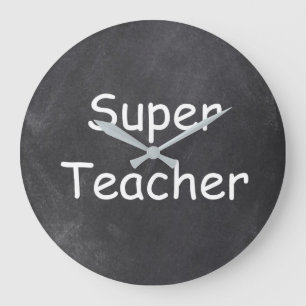 Grande Horloge Ronde Super Teacher Chalkboard