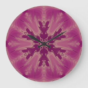 Grande Horloge Ronde Superbes teintes violettes de fleurs exotiques
