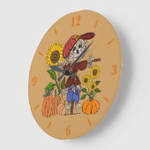 Grande Horloge Ronde Supercute Scarecrow Large Round Wall Art Clock (Angle)