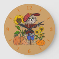 Supercute Scarecrow Large Round Wall Art Clock