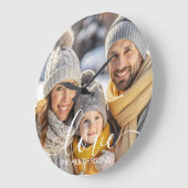 Grande Horloge Ronde Superposition de texte simple et élégante (Angle)