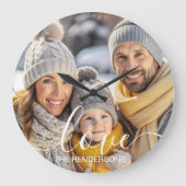 Grande Horloge Ronde Superposition de texte simple et élégante (Recto)