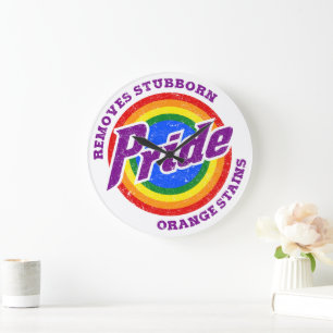 Grande Horloge Ronde Supprimer les taches d'orange têtu mois de fierté