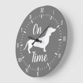 Grande Horloge Ronde Sur Dachshund Time Grey & White (Angle)