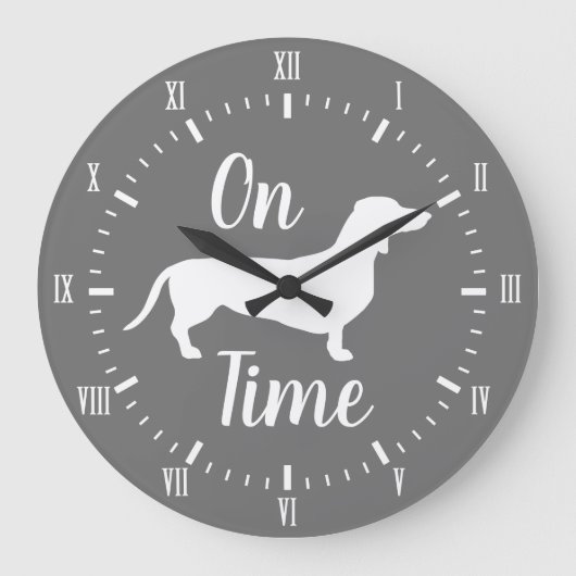 Grande Horloge Ronde Sur Dachshund Time Grey & White (Recto)