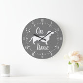 Grande Horloge Ronde Sur Dachshund Time Grey & White (Maison)