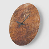 Grande Horloge Ronde Surface métallique texturée rouillée (Angle)