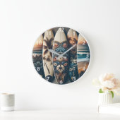 Grande Horloge Ronde Surfboards peints hawaïens (Maison)