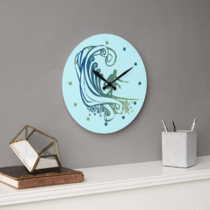 Grande Horloge Ronde Surfer cool Riding Turquoise Blue Ocean Waves