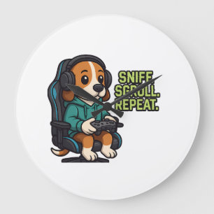 Grande Horloge Ronde Sweat à capuche de dessin animé de Beagle de jeu c