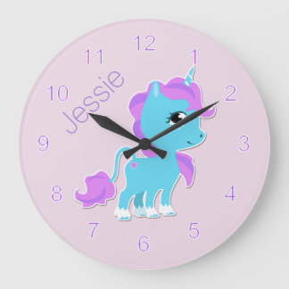 Grande Horloge Ronde Sweet Blue Cartoon