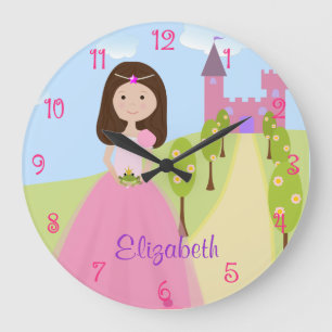 Grande Horloge Ronde Sweet Brown Hair Princesse Personnalisée