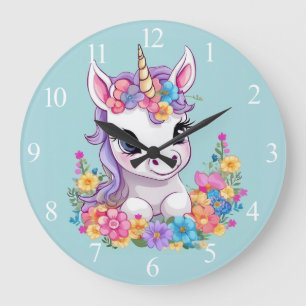 Grande Horloge Ronde Sweet Magique Baby Unicorn