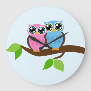 Grande Horloge Ronde Sweet Romantic Owls
