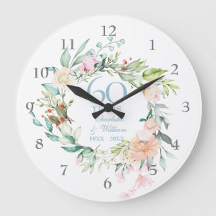 Grande Horloge Ronde Sweet Summer Roses Garland 60e / 75e anniversaire