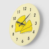 Grande Horloge Ronde Swiss Cheese Doodle Yellow Kitchen Clock (Angle)