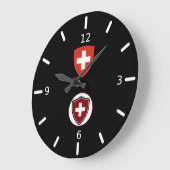 Grande Horloge Ronde Swiss flag-coat arms large clock (Angle)
