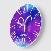 Grande Horloge Ronde Symbole branché Zodiac Nebula Aries (Angle)