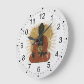 Grande Horloge Ronde Symbole de Buddha Meditating Om (Angle)