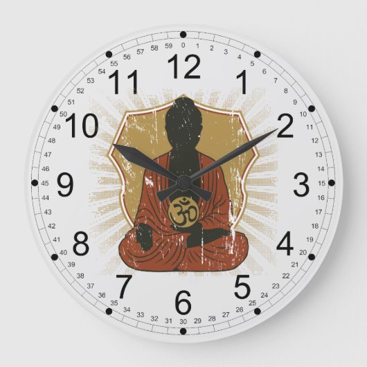 Grande Horloge Ronde Symbole de Buddha Meditating Om (Recto)
