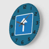 Grande Horloge Ronde Symbole de la route à sens unique bleu - Inscripti (Angle)