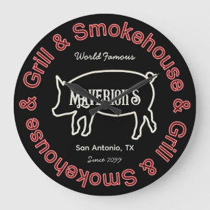 Grande Horloge Ronde Symbole de l'horloge murale Smohouse & Grill BBQ