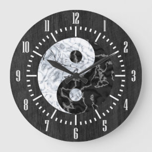 Grande Horloge Ronde Symbole de marbre de Yin Yang