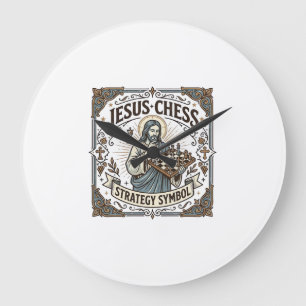 Grande Horloge Ronde Symbole de stratégie d'échecs de Jésus Stratégie d