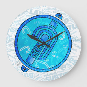 Grande Horloge Ronde Symbole des sourds anglais