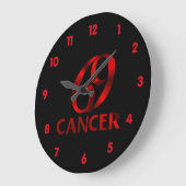 Grande Horloge Ronde Symbole d'horoscope du cancer rouge (Angle)