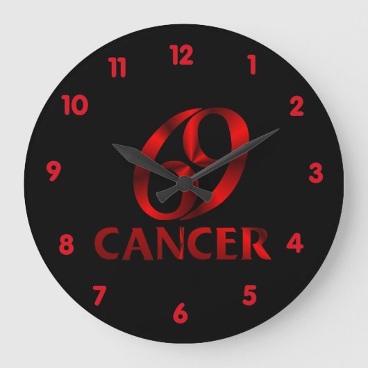 Grande Horloge Ronde Symbole d'horoscope du cancer rouge (Recto)