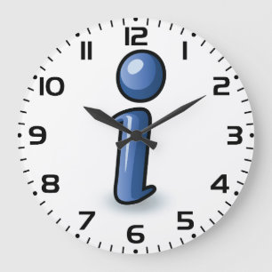 Grande Horloge Ronde Symbole d'icône d'information Bleu Glossy