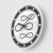 Grande Horloge Ronde Symbole double infini - noir & blanc (Angle)