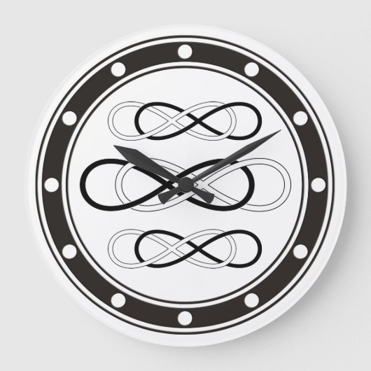 Grande Horloge Ronde Symbole double infini - noir & blanc (Recto)