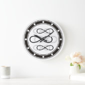 Grande Horloge Ronde Symbole double infini - noir & blanc (Maison)