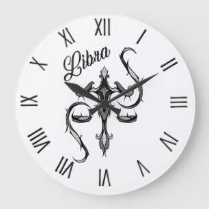 Grande Horloge Ronde Symbole du Zodiaque de la Libra avec des chiffres 