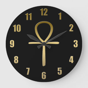 Grande Horloge Ronde Symbole égyptien croisé d'Ankh