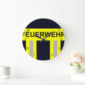 Grande Horloge Ronde Symbole Feuerwehr Blau uniforme (Maison)