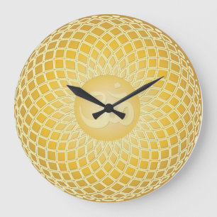 Grande Horloge Ronde Symbole lumineux de l'OM de jaune
