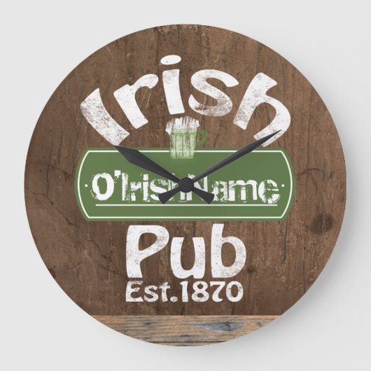 Grande Horloge Ronde Symbole personnalisé Irish Pub Old Keg (Recto)