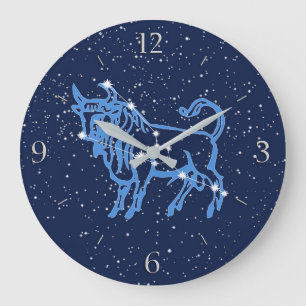 Grande Horloge Ronde Symbole Taurus Constellation et Zodiaque avec éto